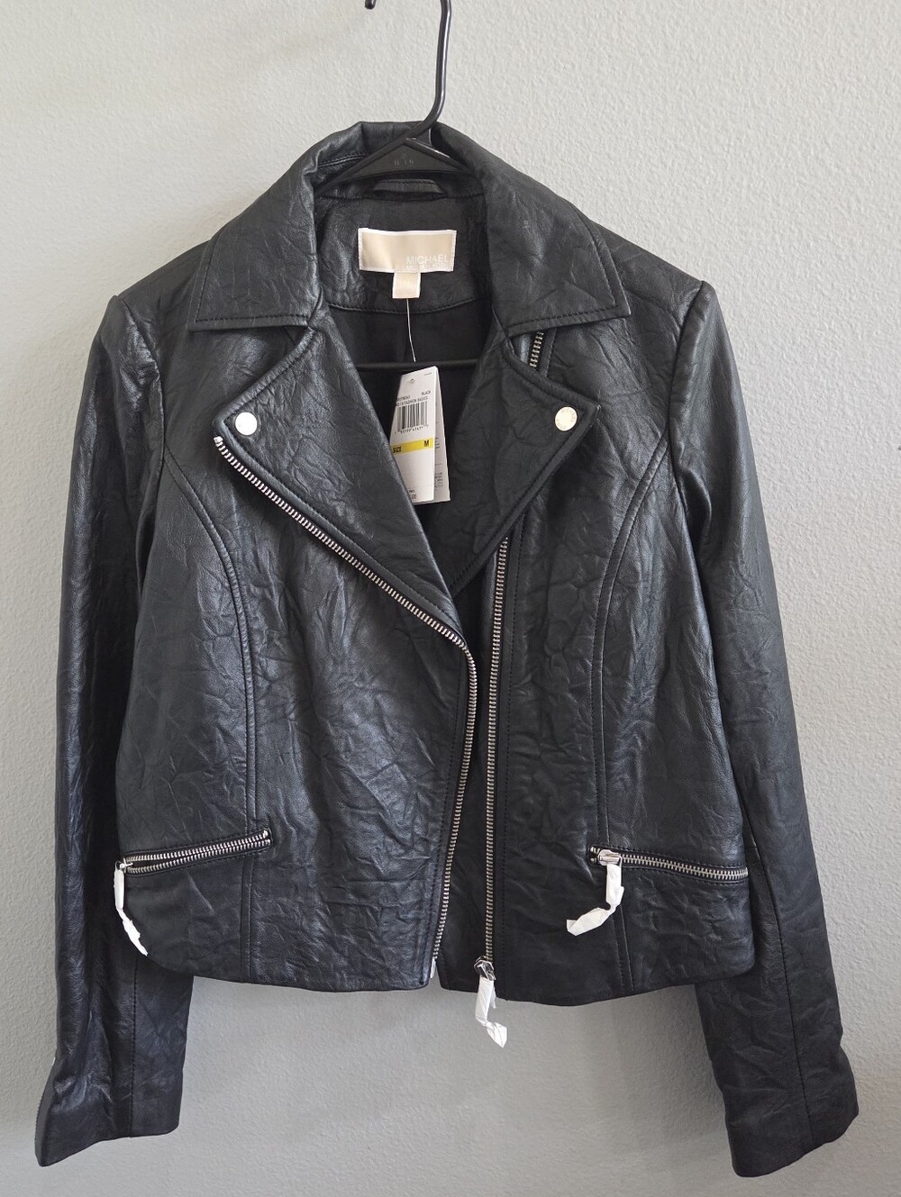 NWT Michael Kors Black Faux Leather Moto Jacket